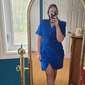 Vintage Bagatelle Elegant Blue Women's Dress 100% Leather